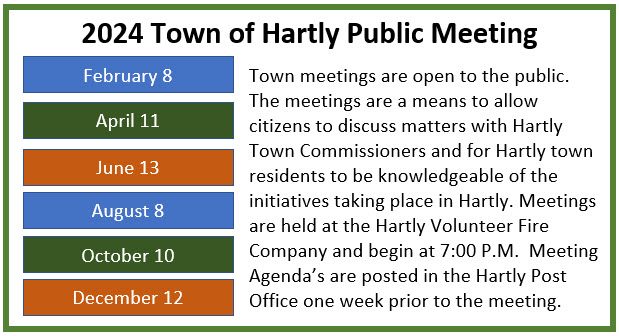 Town of Hartly 2024 Meeting Schecule