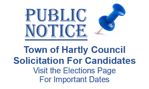 Public Notice Elections Graphic Public Notice Solicitation for Town of Hartly Volunteer Council Candidates